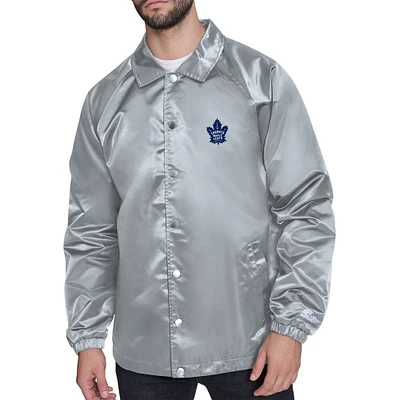 Men's Starter Gray Toronto Maple Leafs Retro Logo Raglan Coaches Full-Snap Jacket