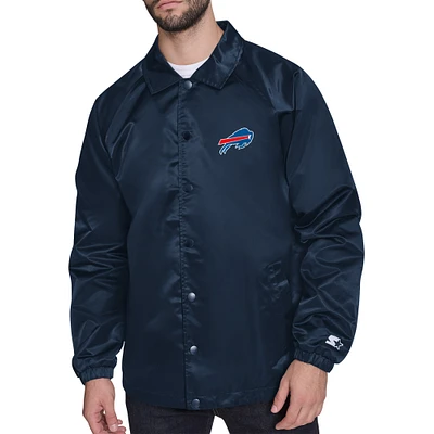 Men's Starter Navy Buffalo Bills Retro Logo Raglan Coaches Full-Snap Jacket