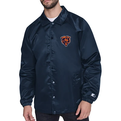 Men's Starter Navy Chicago Bears Retro Logo Raglan Coaches Full-Snap Jacket