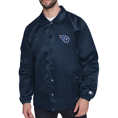 Men's Starter Navy Tennessee Titans Retro Logo Raglan Coaches Full-Snap Jacket