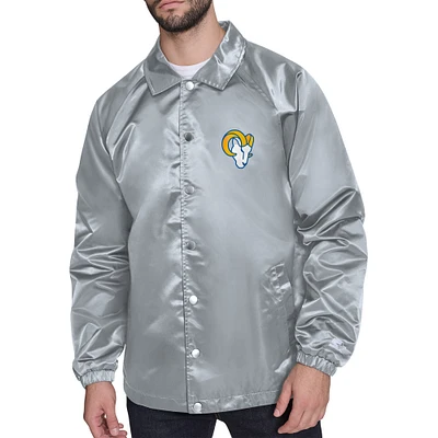 Men's Starter Gray Los Angeles Rams Retro Logo Raglan Coaches Full-Snap Jacket