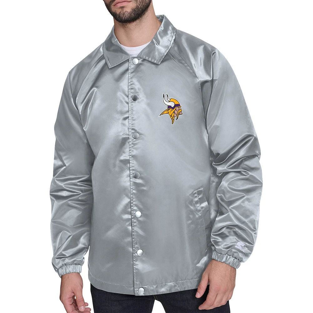 Men's Starter Minnesota Vikings Retro Logo Raglan Coaches Full-Snap Jacket