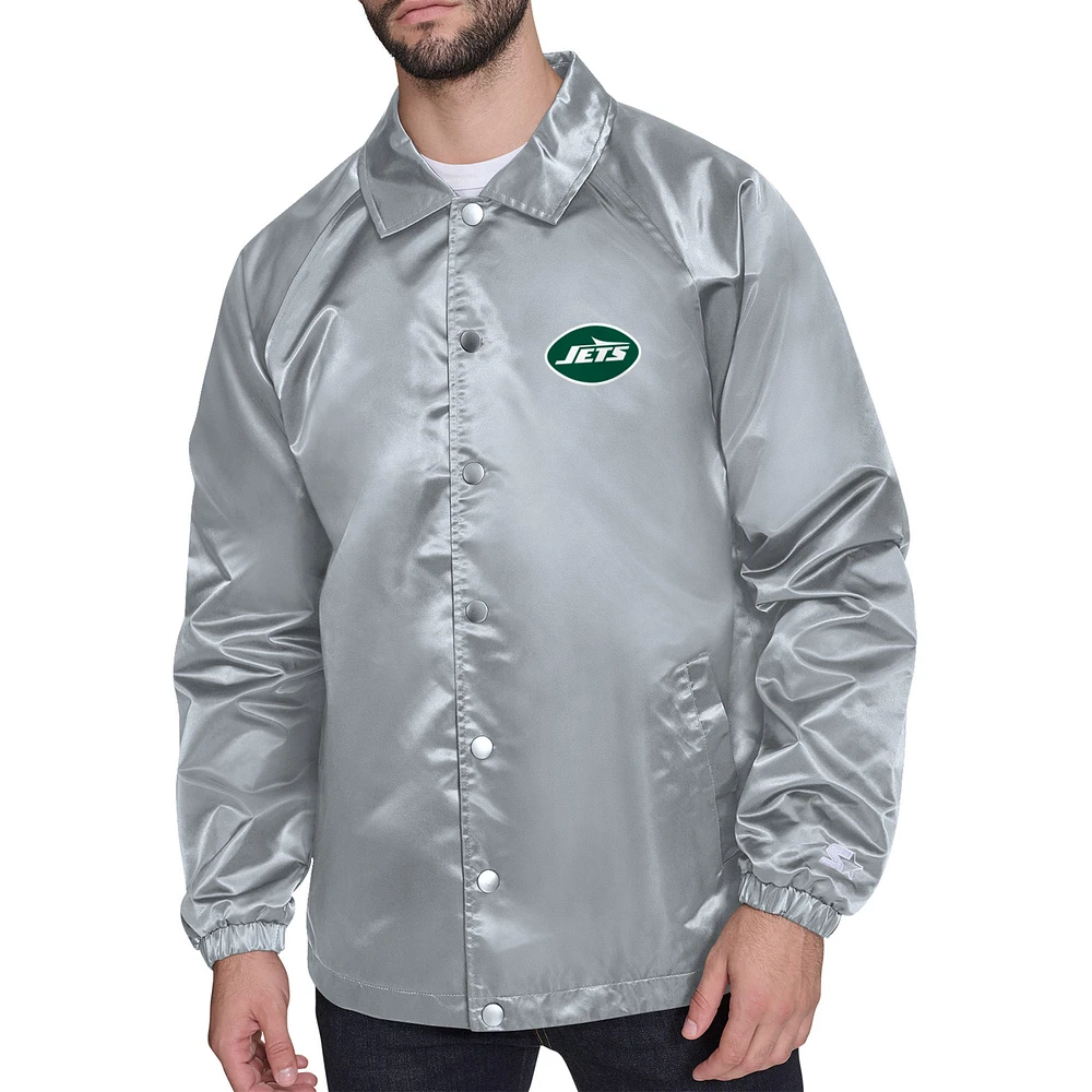Men's Starter New York Jets Retro Logo Raglan Coaches Full-Snap Jacket