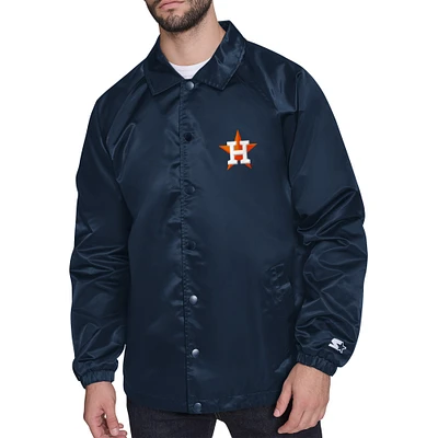Men's Starter Navy Houston Astros Retro Logo Raglan Coaches Full-Snap Jacket