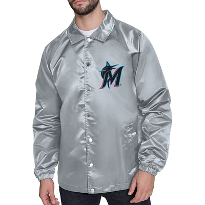 Men's Starter Miami Marlins Retro Logo Raglan Coaches Full-Snap Jacket