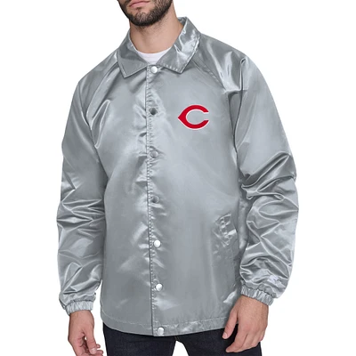 Men's Starter Cincinnati Reds Retro Logo Raglan Coaches Full-Snap Jacket