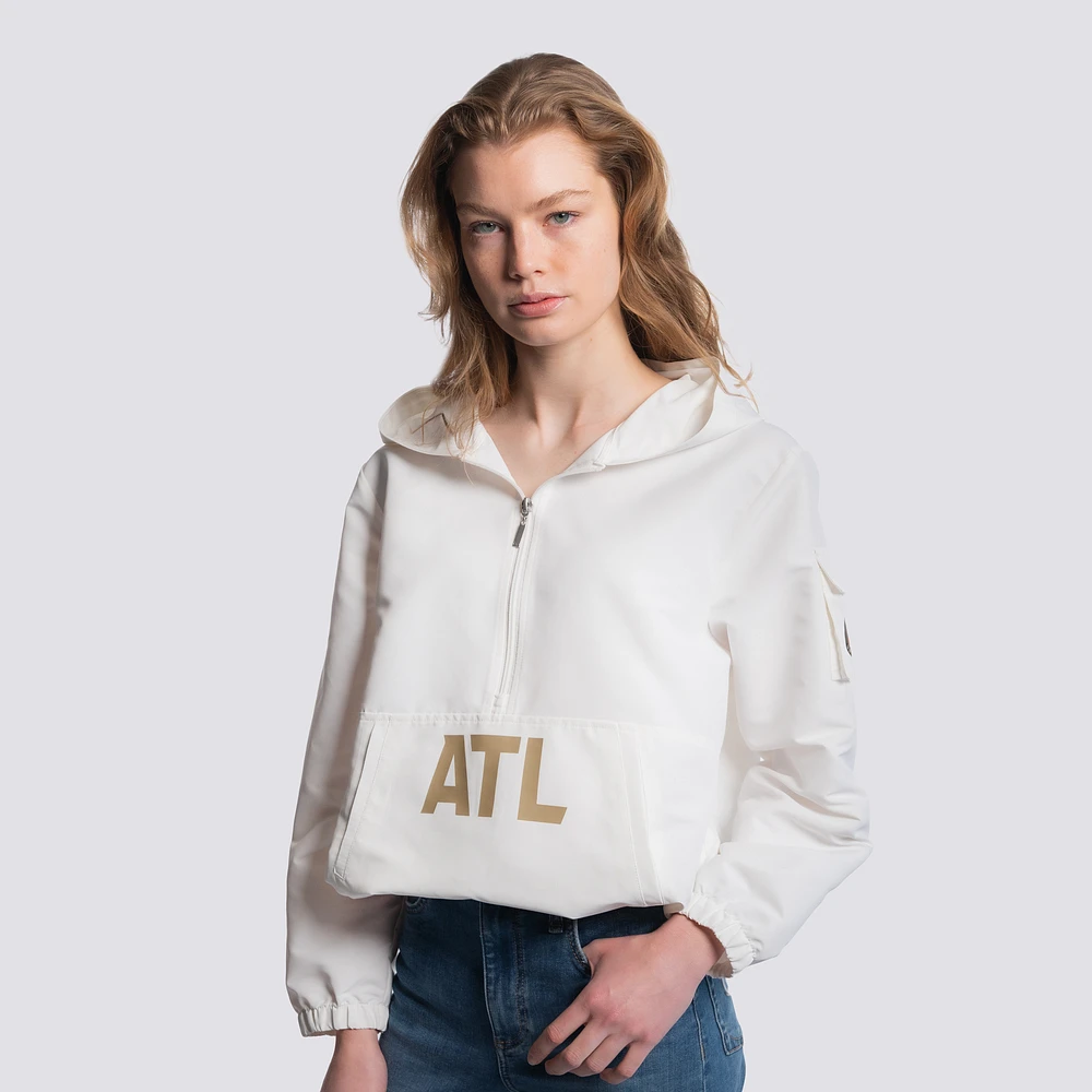 Women's Lusso White Atlanta United FC Paige Half-Zip Hooded Jacket