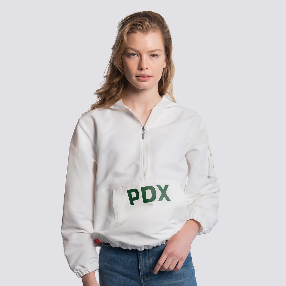 Women's Lusso White Portland Timbers Paige Half-Zip Hooded Jacket