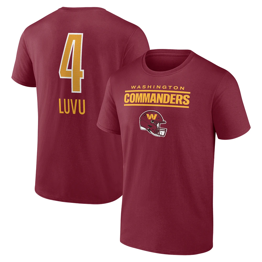 Men's Frankie Luvu Burgundy Washington Commanders Team Wordmark Name & Number T-Shirt