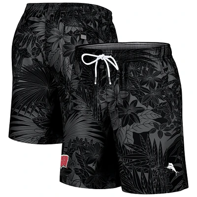 Men's Tommy Bahama Black Wisconsin Badgers Naples Santiago Palms Board Shorts