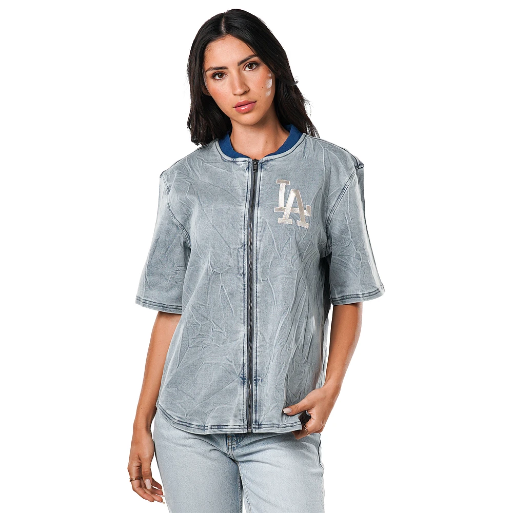 Women's The Wild Collective Denim Los Angeles Dodgers Full-Zip Top