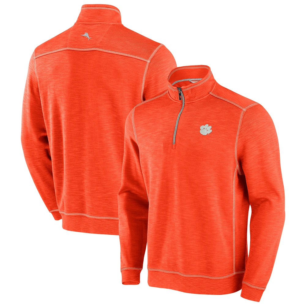 Men's Tommy Bahama Orange Clemson Tigers Tobago Bay Quarter-Zip Tri-Blend Top