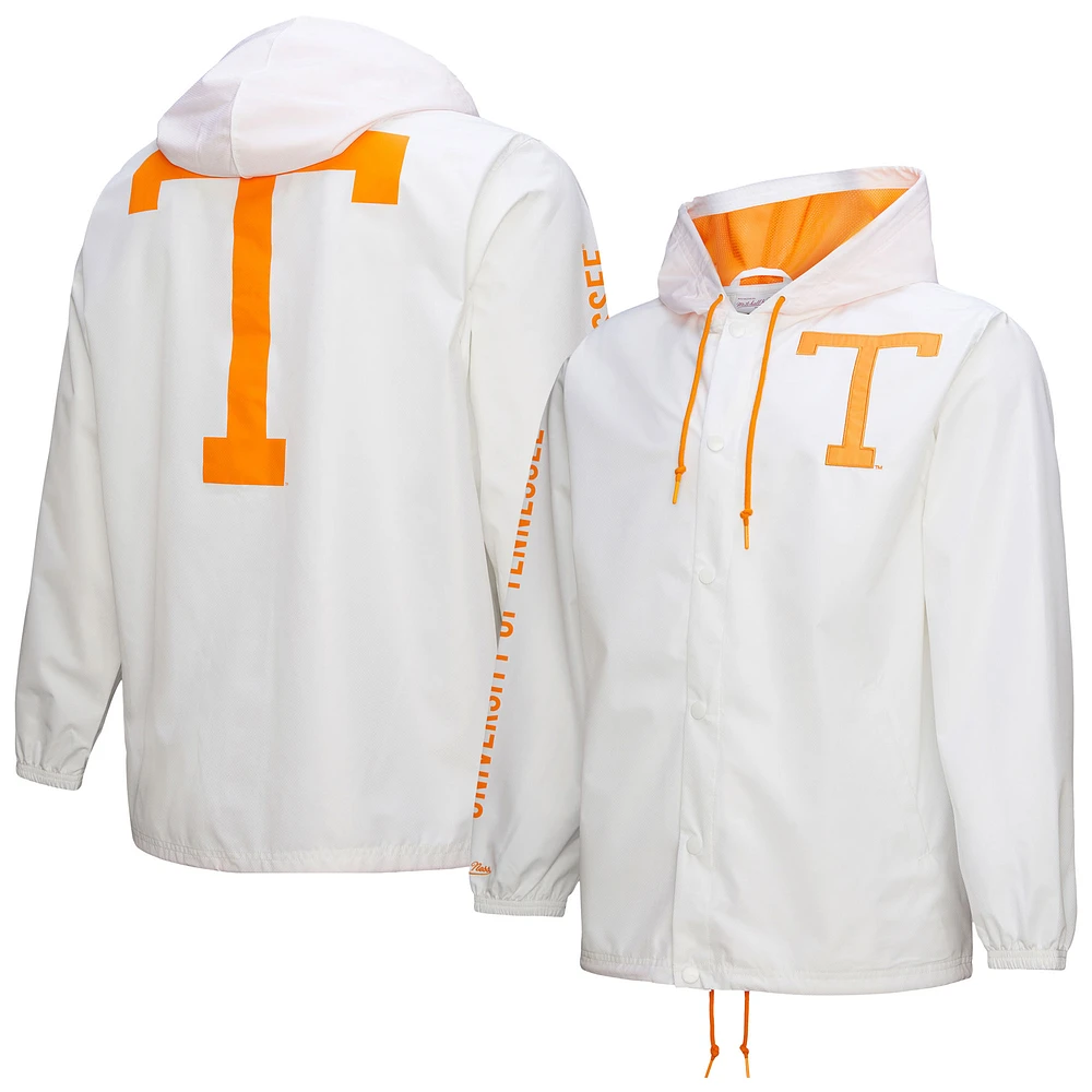 Men's Mitchell & Ness White Tennessee Volunteers Coaches Full-Snap Hoodie Jacket