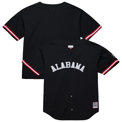 Men's Mitchell & Ness Black Alabama Crimson Tide On The Clock Full-Button Fashion Jersey