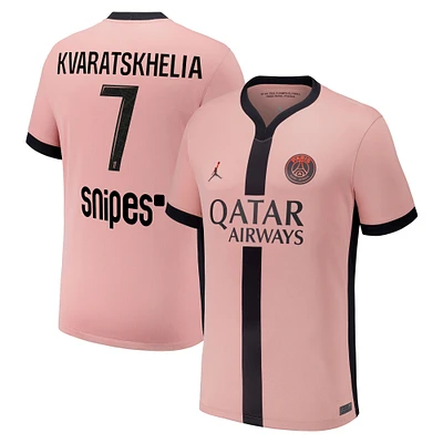 Youth Nike Khvicha Kvaratskhelia Pink Paris Saint-Germain 2024/25 Third Replica Player Jersey
