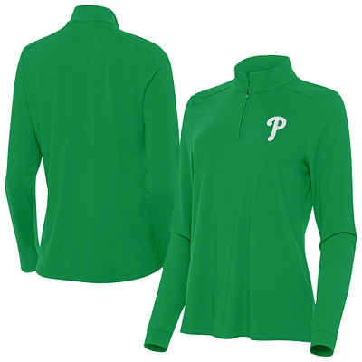 Women's Antigua Kelly Green Philadelphia Phillies St. Patrick's Day Intent Quarter-Zip Top