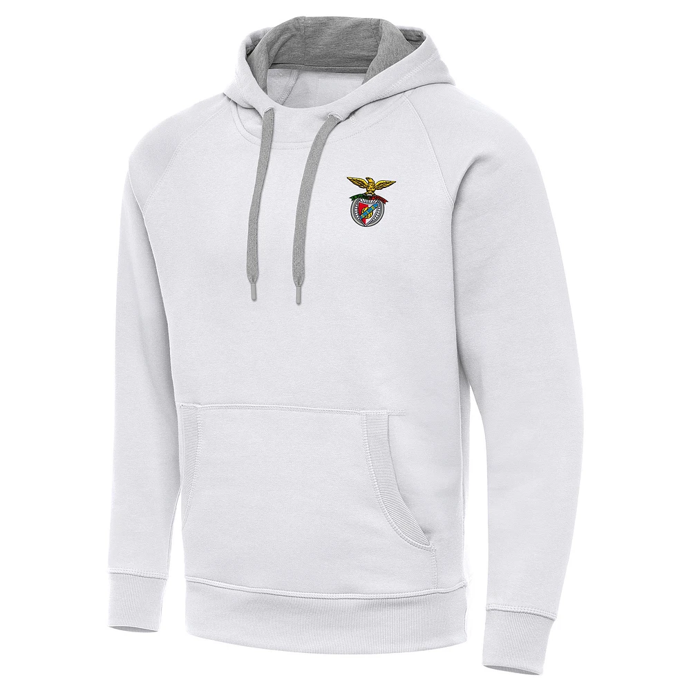 Men's Antigua White Benfica Takeover Raglan Pullover Hoodie