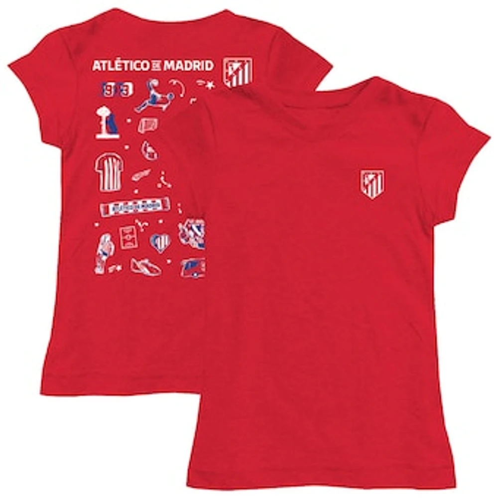 Youth Vive La Fete Red Atletico de Madrid Impressions Artwork Fitted T-Shirt