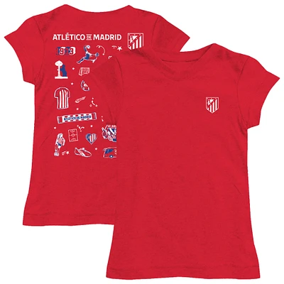 Youth Vive La Fete Red Atletico de Madrid Impressions Artwork Fitted T-Shirt