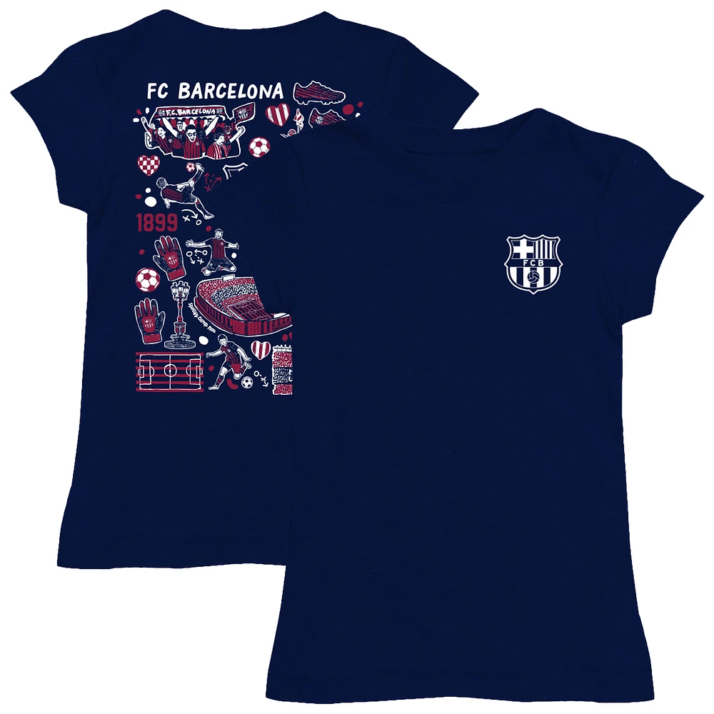 Youth Vive La Fete Navy Barcelona Impressions Artwork Fitted T-Shirt