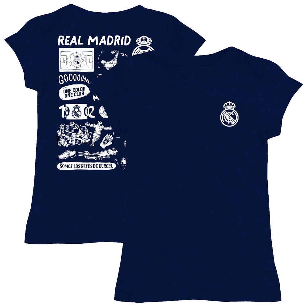 Youth Vive La Fete Navy Real Madrid Impressions Artwork Fitted T-Shirt