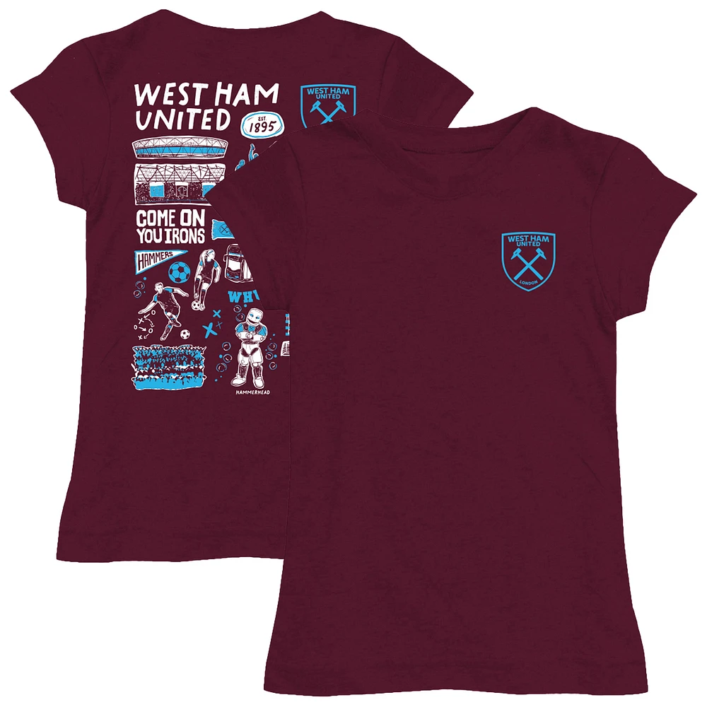 Toddler Vive La Fete Maroon West Ham United Impressions Artwork Fitted T-Shirt