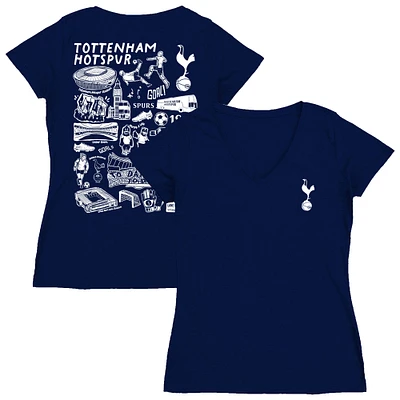 Women's Vive La Fete Navy Tottenham Hotspur Impressions Artwork V-Neck Fitted T-Shirt