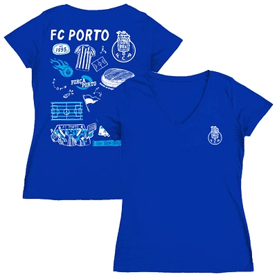 Women's Vive La Fete Blue FC Porto Impressions Artwork V-Neck Fitted T-Shirt