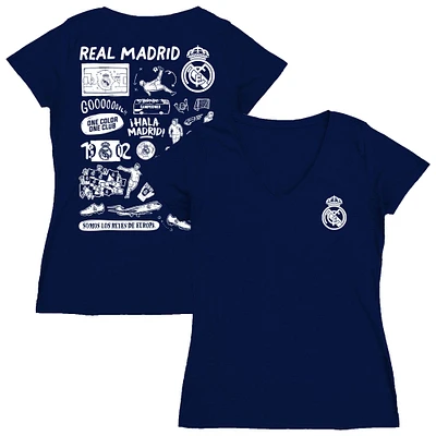 Women's Vive La Fete Navy Real Madrid Impressions Artwork V-Neck Fitted T-Shirt