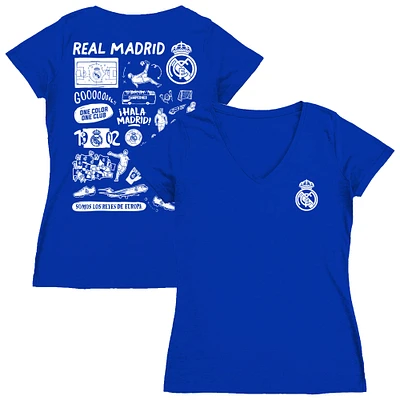 Women's Vive La Fete Royal Real Madrid Impressions Artwork V-Neck Fitted T-Shirt