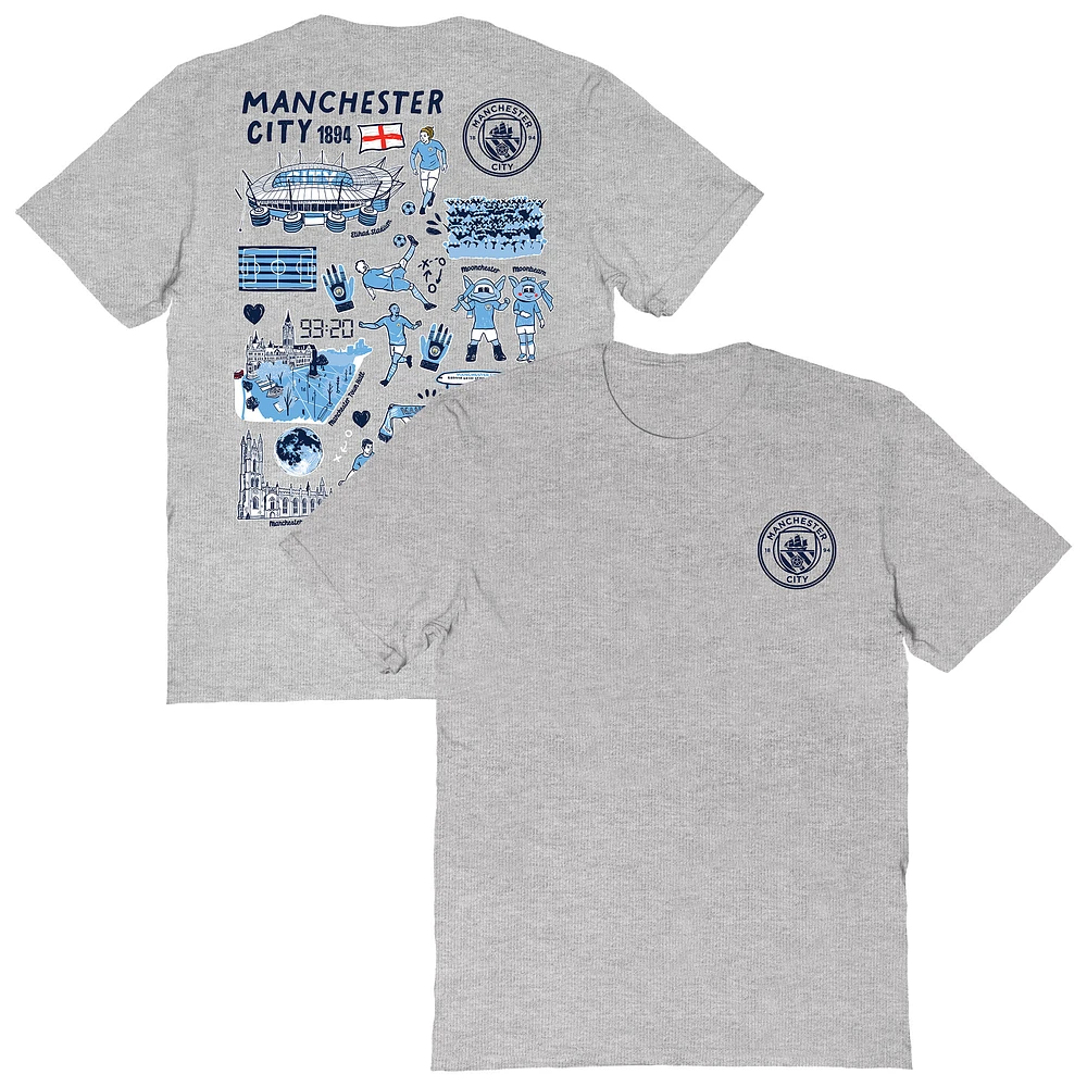 Women's Vive La Fete Heather Gray Manchester City Impressions Artwork T-Shirt