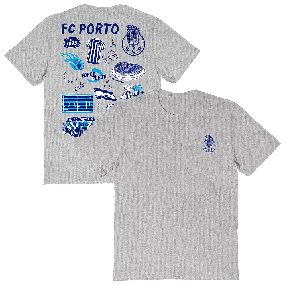 Women's Vive La Fete Heather Gray FC Porto Impressions Artwork T-Shirt