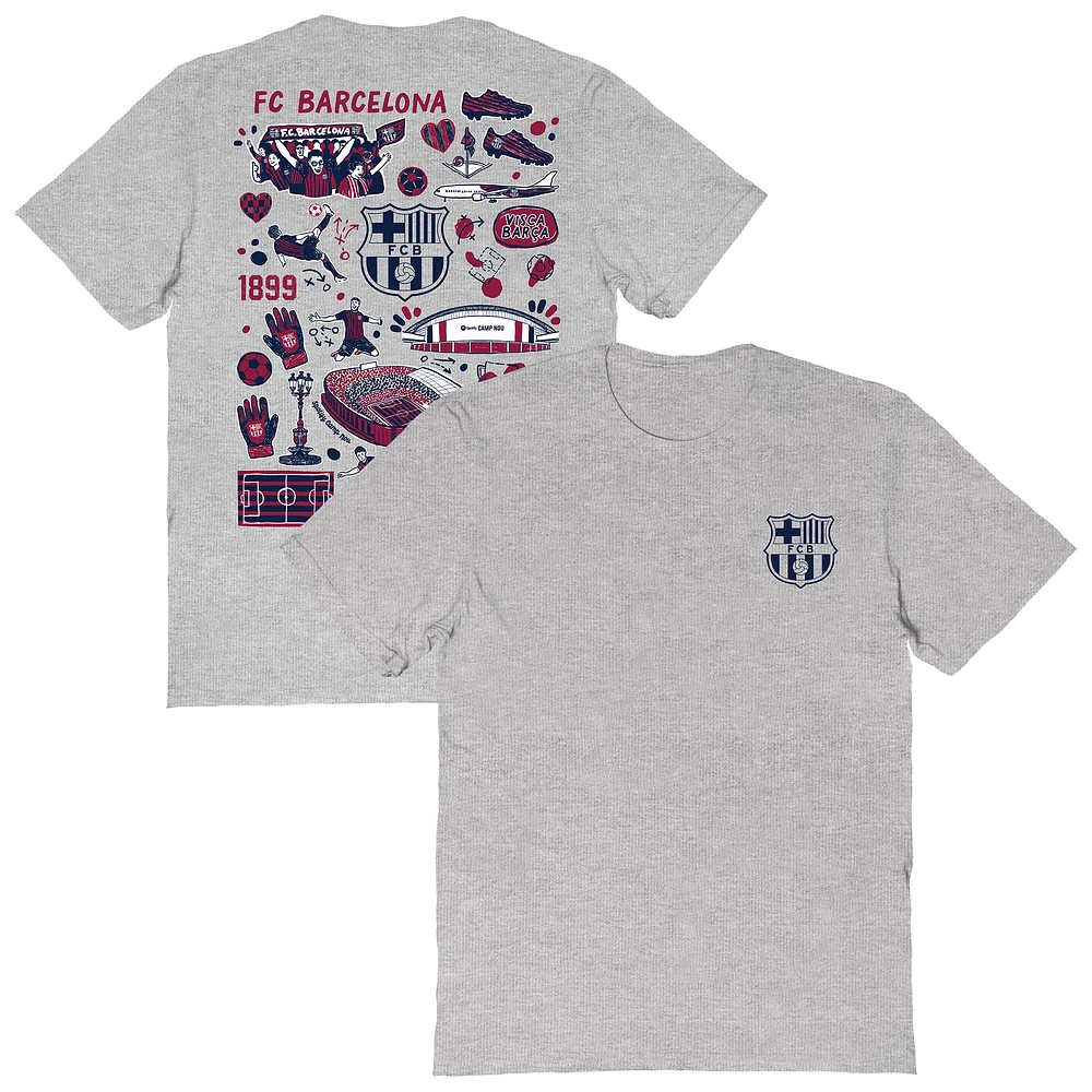Women's Vive La Fete Heather Gray Barcelona Impressions Artwork T-Shirt