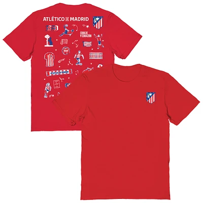 Women's Vive La Fete Red Atletico de Madrid Impressions Artwork T-Shirt
