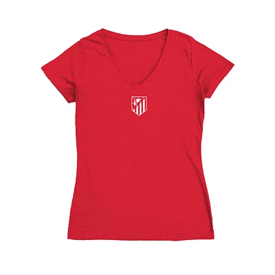 Women's Vive La Fete Red Atletico de Madrid Color Badge V-Neck Fitted T-Shirt