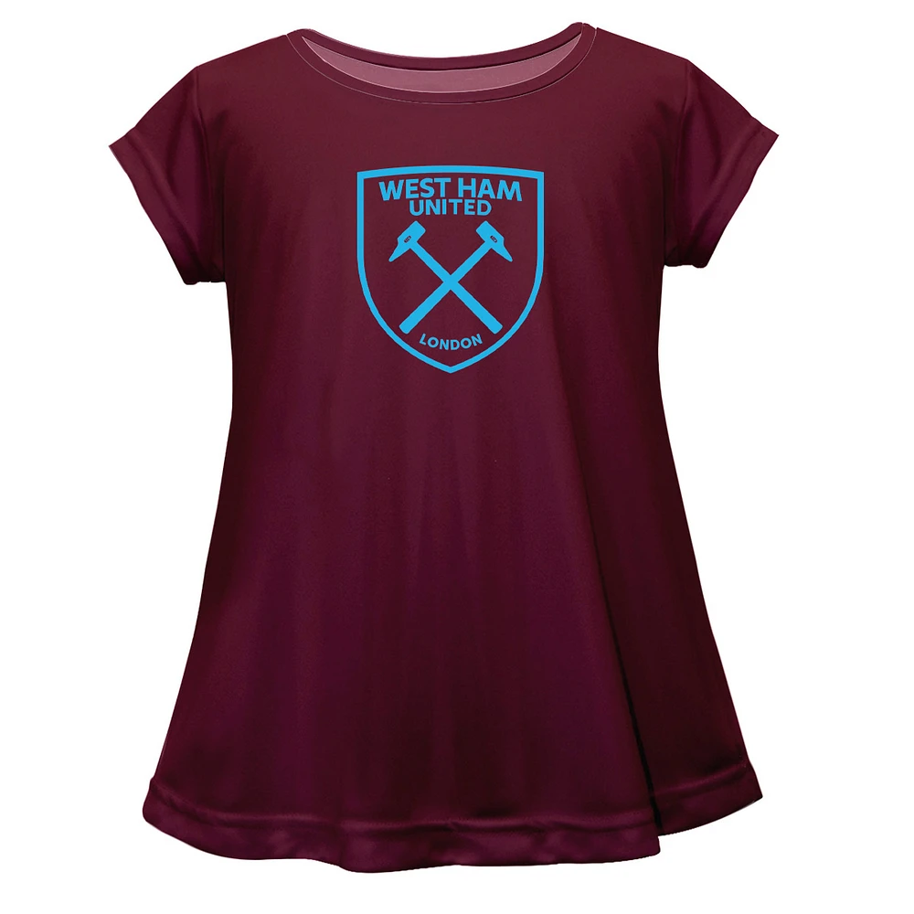 Girls Youth Vive La Fete Claret West Ham United Color Badge A-Line Top