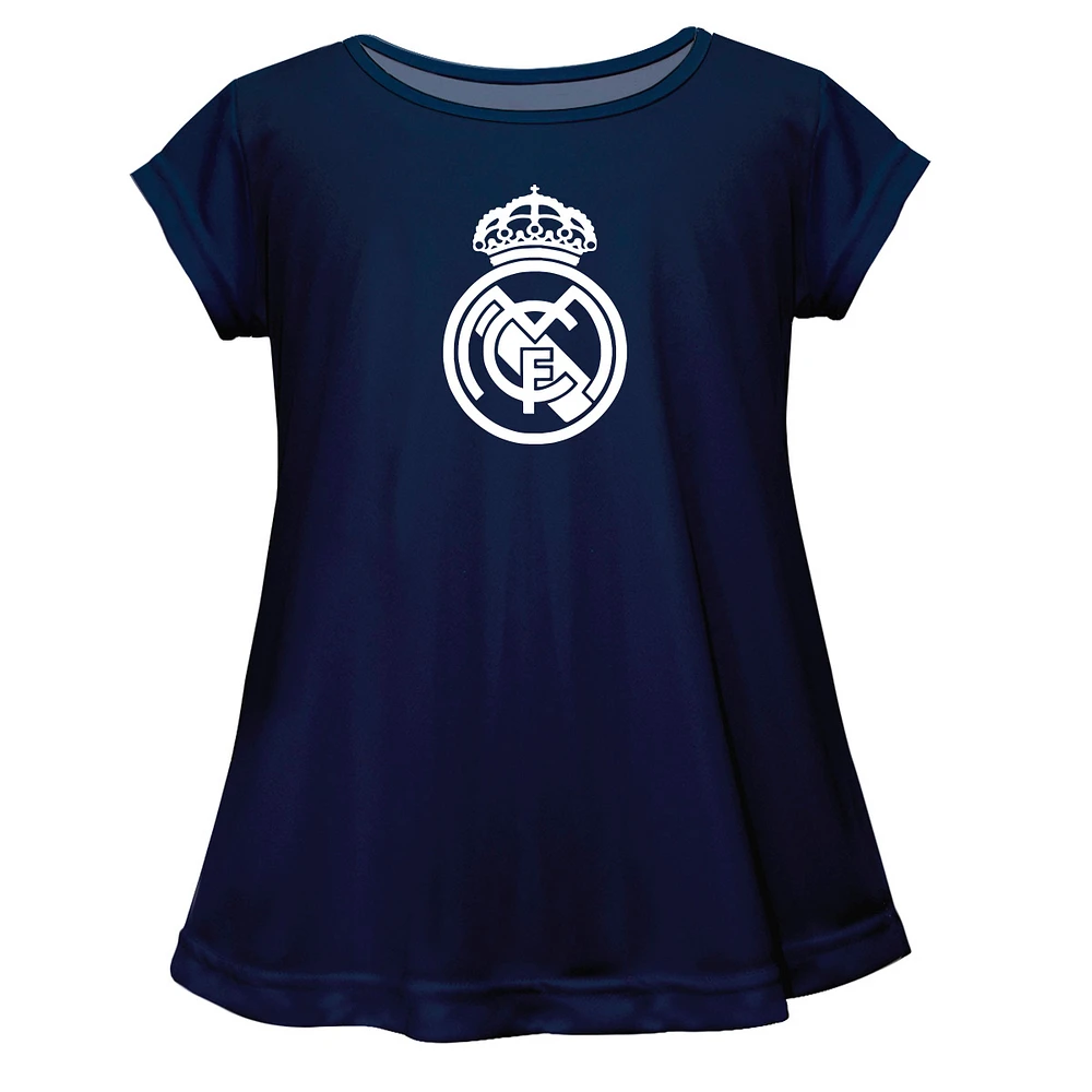 Girls Youth Vive La Fete Navy Real Madrid Color Badge A-Line Top