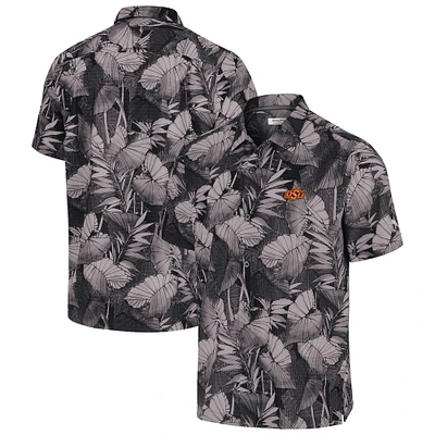 Men's Tommy Bahama Black Oklahoma State Cowboys Coast Nuevo Fronds Camp Button-Up Top