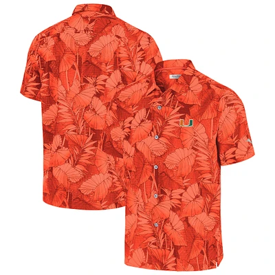 Men's Tommy Bahama Orange Miami Hurricanes Coast Nuevo Fronds Camp Button-Up Top