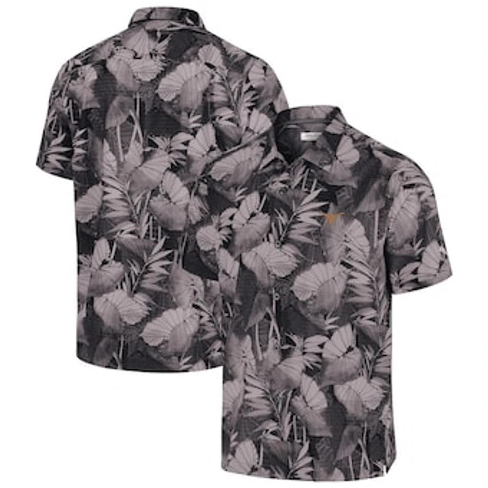 Men's Tommy Bahama Black Texas Longhorns Coast Nuevo Fronds Camp Button-Up Top
