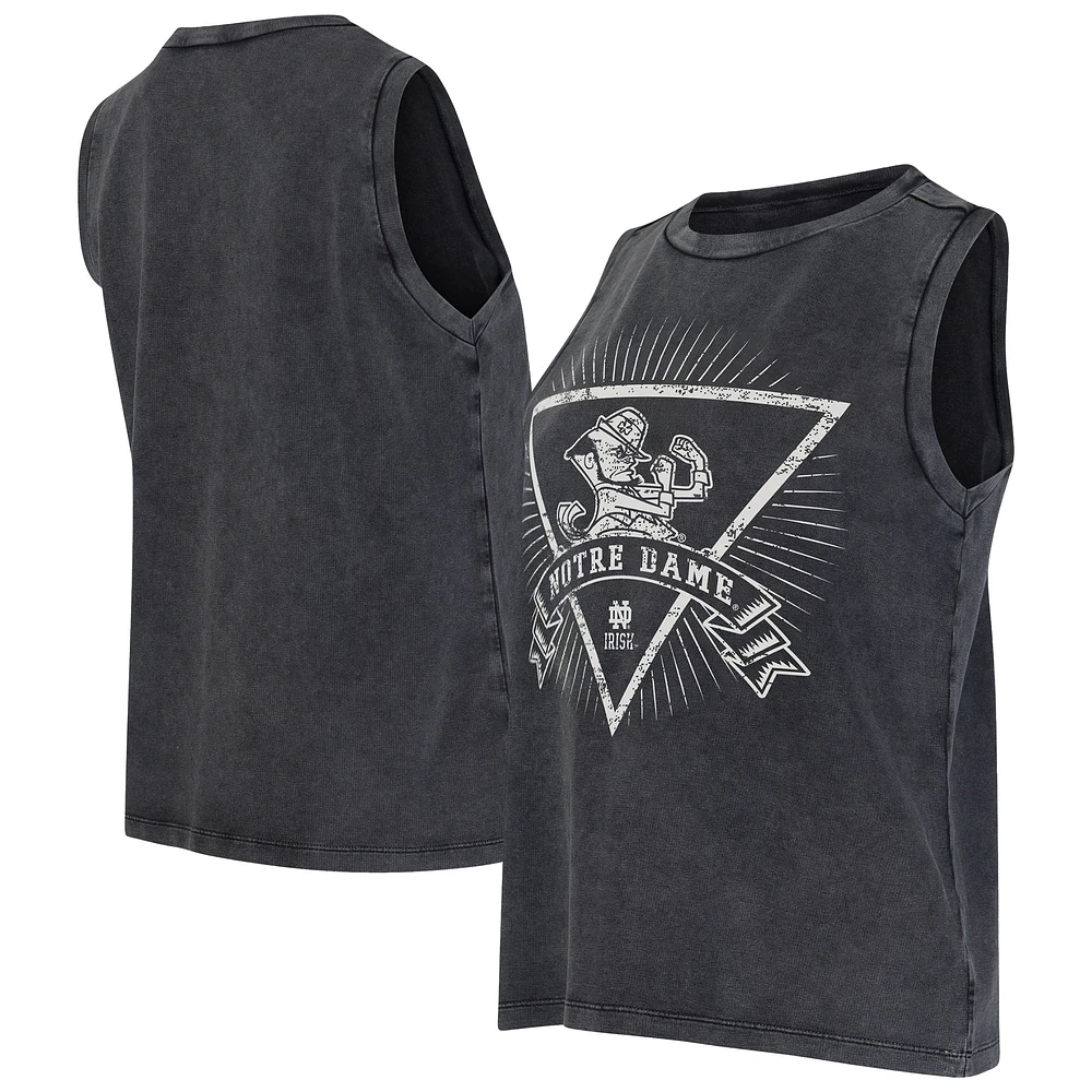 Women's Concepts Sport Charcoal Notre Dame Fighting Irish Distressed Market French Terry Tank Top