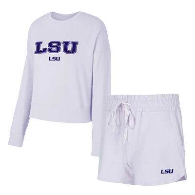 Women's Concepts Sport Light Purple LSU Tigers Elevation Tri-Blend Long Sleeve Top & Short Set