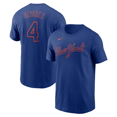 Men's Nike Francisco Alvarez Royal New York Mets Fuse Name & Number T-Shirt
