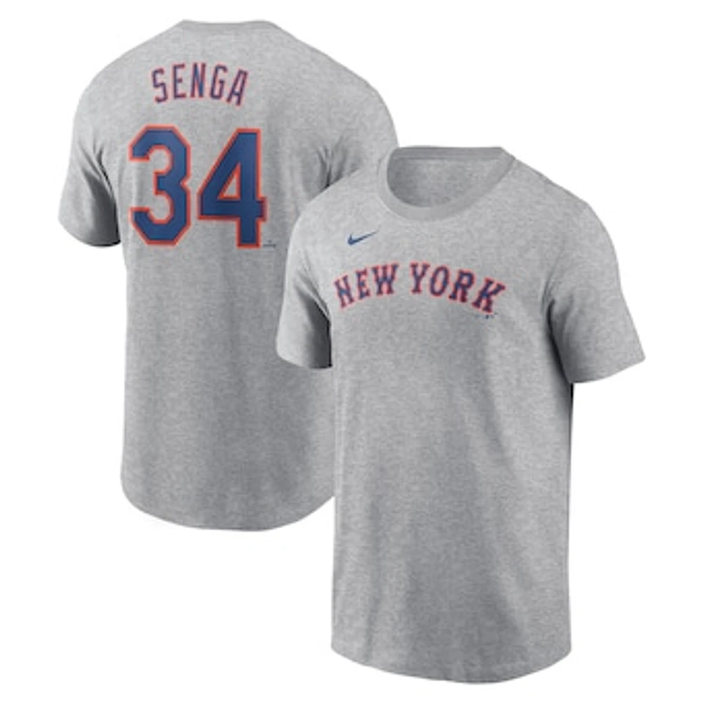 Men's Nike Kodai Senga Heather Gray New York Mets Fuse Name & Number T-Shirt