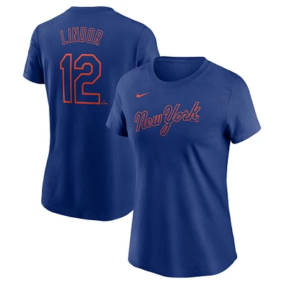 Women's Nike Francisco Lindor Royal New York Mets Fuse Name & Number T-Shirt