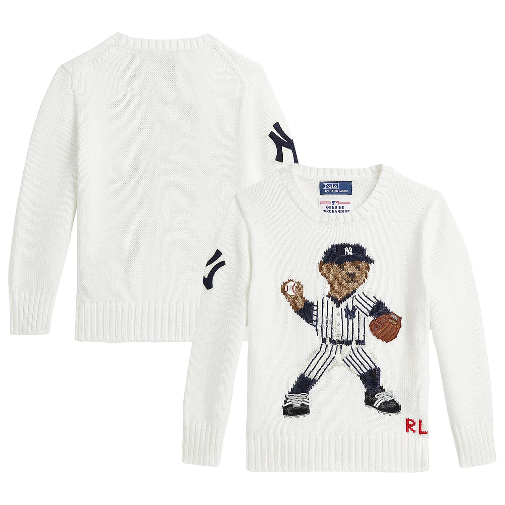 Preschool Polo Ralph Lauren White Yankees Bear Pullover Sweater