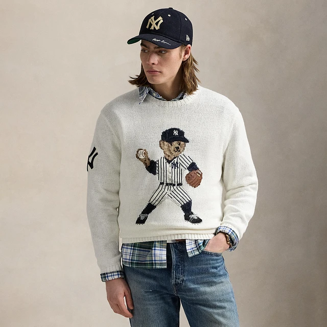 Polo Ralph Lauren White Yankees Bear Sweater | Liberty Center