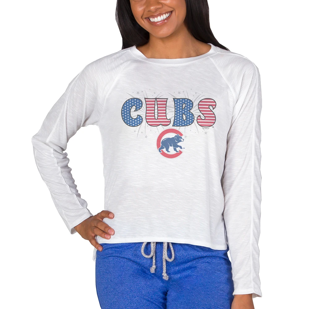 Women's Concepts Sport White Chicago Cubs Gable Knit Raglan Long Sleeve Top