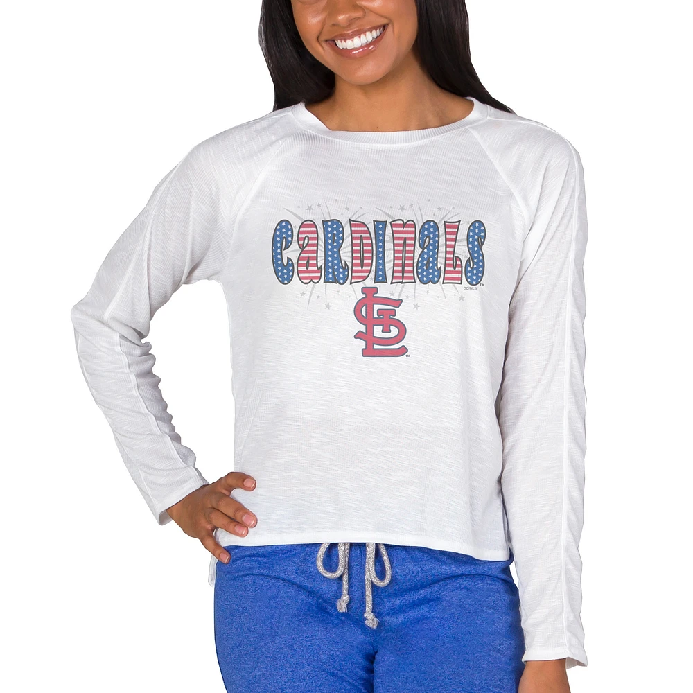 Women's Concepts Sport White St. Louis Cardinals Gable Knit Raglan Long Sleeve Top