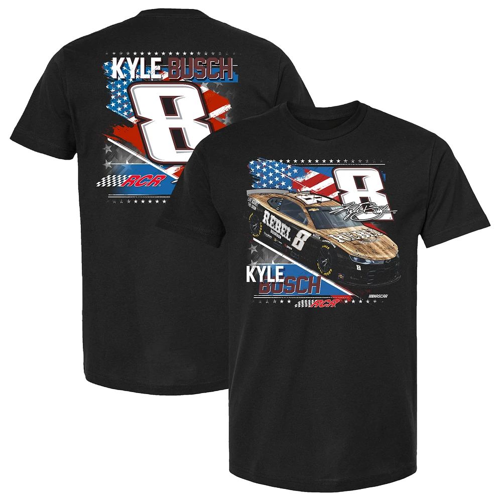 Men's Richard Childress Racing Team Collection Black Kyle Busch Rebel Bourbon Patriotic Car T-Shirt